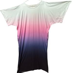 NEW Ekouaer Maxi Cozy Loungewear Nightgown Blue Pink Purple Ombre Women Size L